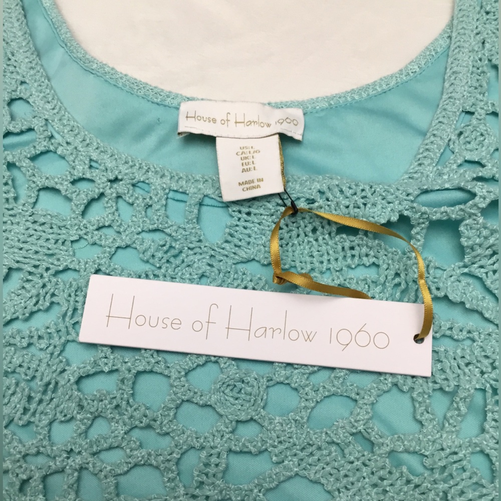 House of Harlow 1960 Aqua Crochet Maxi Dress - Picture 8 of 14